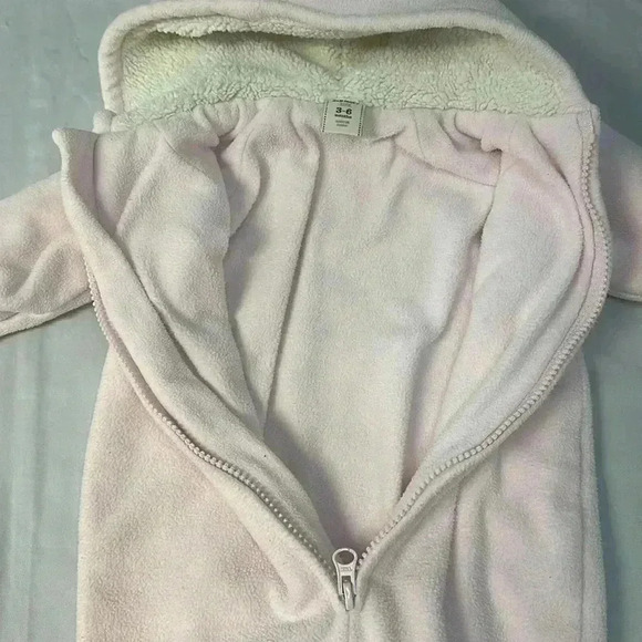 Old Navy - Pink footed bunting bag/snow Sherpa/fleece Size 3-6 months - Picture 4 of 5